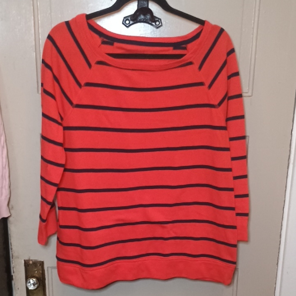 Merona Striped Orange and Navy Women's Sweater